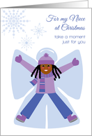 Niece Christmas African American Girl Snow Angel Snowflakes card