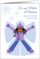 Mother Christmas African American Girl Snow Angel Snowflakes card