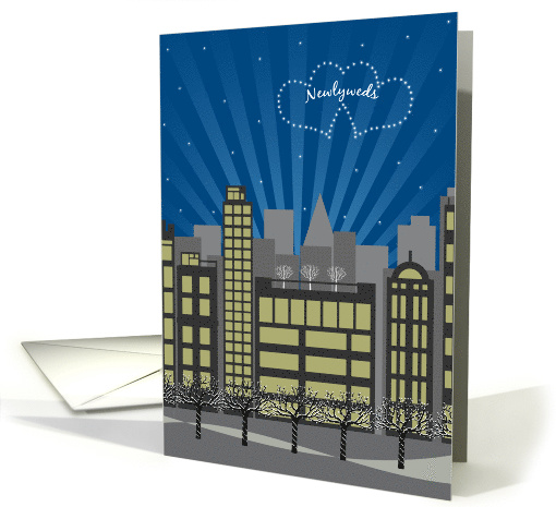Newlyweds Romantic Night Out City Scene Gift or Cash Enclosure card