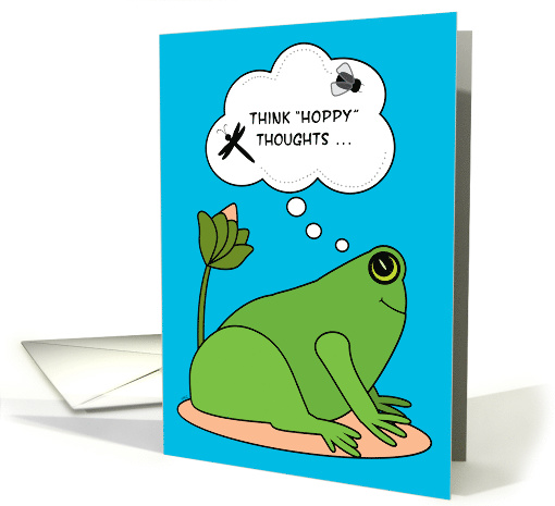 Child at Camp Frog Thinking Happy Thoughts Cute Kids Camping card