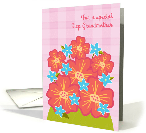 Step Grandmother on Grandparents Day Cheery Pink Flower Bouquet card