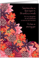 Reunited with Birth Daughter One Year Anniversary Miracles and Flowers card
