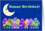 Birthday Moon Mushrooms Groovy card