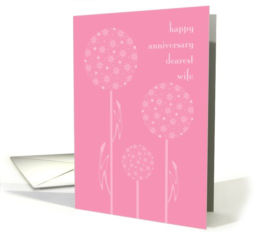 Anniversary for Wife Milkweeds Pink card (222511)