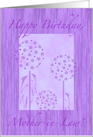 Mother-in-law Birthday Milkweed in Purple card