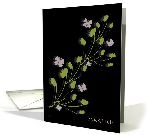 Wedding Announcement Just Married Ginkgo Butterflies card (233310)