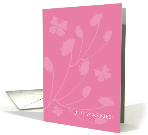 Just Married Pink Butterfly Silhouette card (234402)