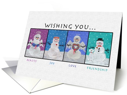Snowman Snowfolk Row Christmas Wishes card (259001)