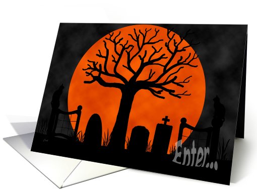 Halloween Party Invitations Graveyard Cemetery Tombstones card