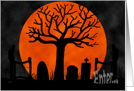 Halloween Party Invitations Graveyard Cemetery Tombstones card