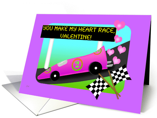 Valentine's Day You Make My Heart Race Racecar Auto Racing Theme card