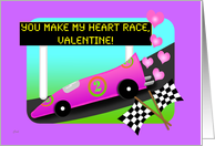 Valentine’s Day You Make My Heart Race Racecar Auto Racing Theme card