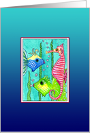 ACEO Fish and Seahorse (Blank) card