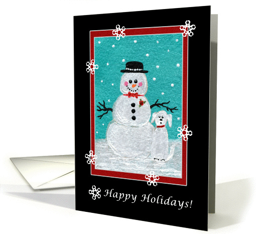 Snowman and Dog Happy Holidays! card (265185)