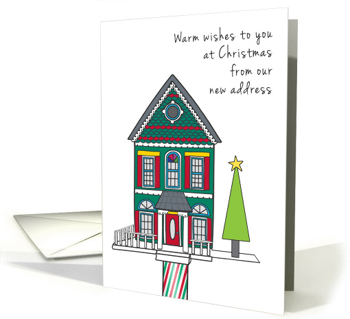 Christmas New Address We've Moved Announcement Birdhouse and Tree card
