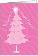 Swanky Pink Christmas Tree: Friends card
