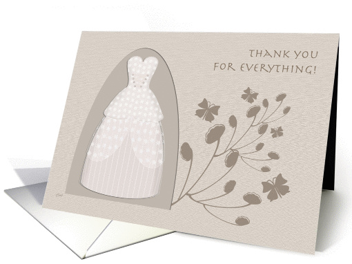 Taupe Wedding Thanks Dress Designer card (315186)