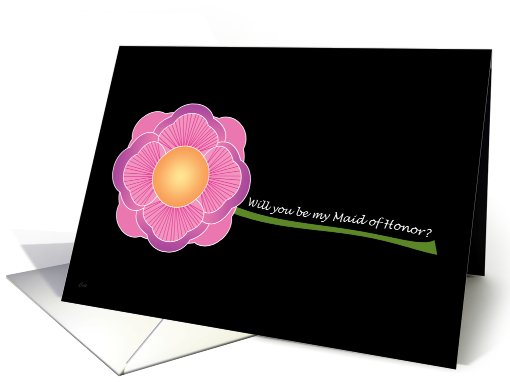 Be My Maid of Honor Pink Flower Contemporary card (324149)
