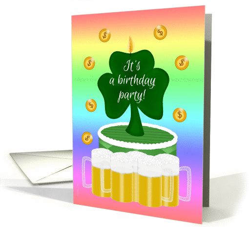 St. Patrick's Adult Birthday Party Invitation with Beer... (324885)