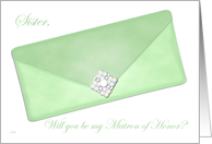 Green Clutch Matron of Honor Sister card