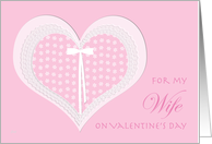 Pink Paper Heart Valentine Wife card