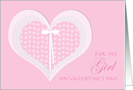 Pink Paper Heart Valentine My Girl card