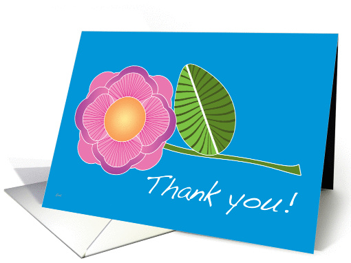 Whimsical Pink Flower Thank You card (327676)