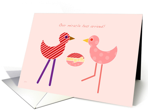 Two Odd Birds Baby Girl Announcement card (331908)