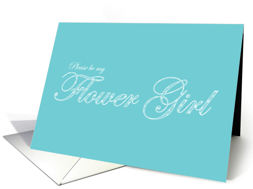 Lacy Text Aqua Flower Girl card (333982)