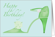 Swanky Green Shoe Birthday card
