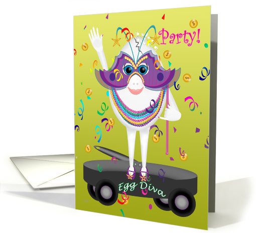 Mardi Gras Party Invitation Egg Diva card (336093)
