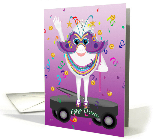 Egg Diva Mardi Gras Greetings card (336145)