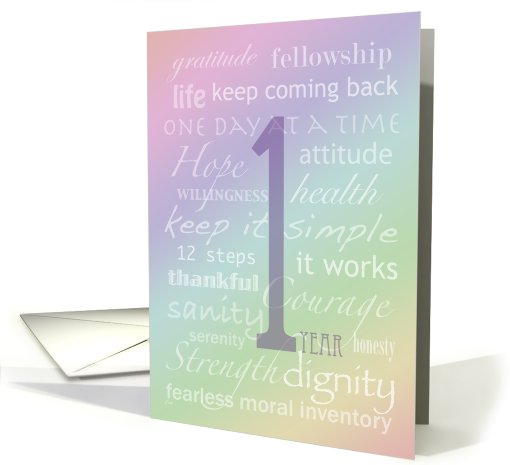 Recovery Rainbow Text One Year card (339830)