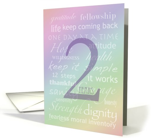 Recovery Rainbow Text 2 Years card (339856)