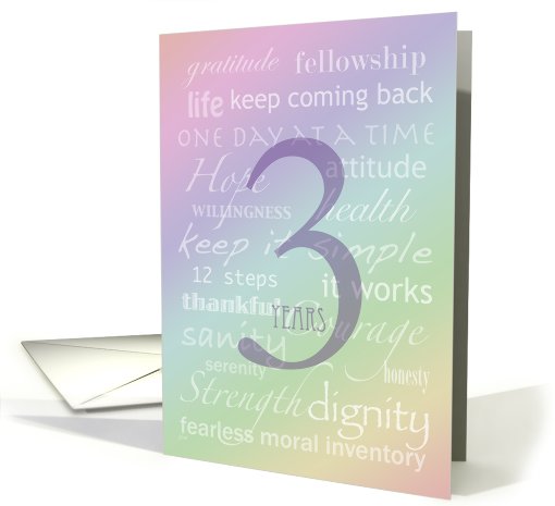 Recovery Rainbow Text 3 Years card (339863)