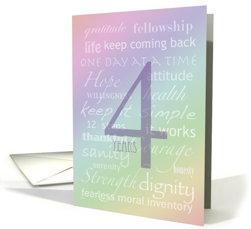 Recovery Rainbow Text 4 Years card (339870)