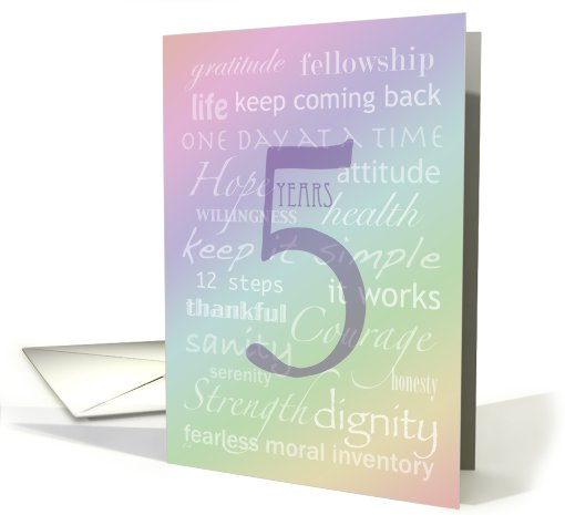 Recovery Rainbow Text 5 Years card (339880)