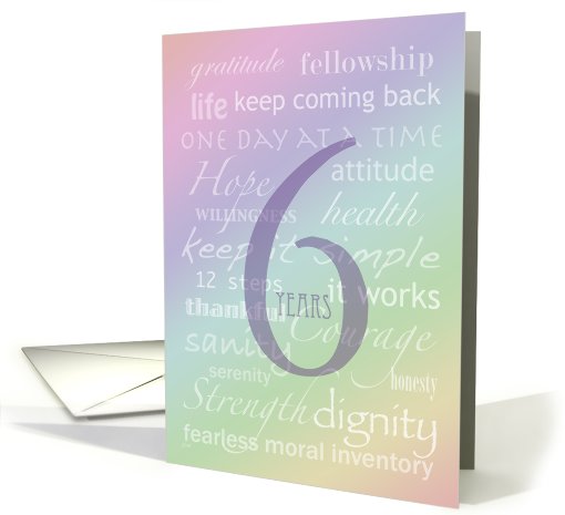 Recovery Rainbow Text 6 Years card (340814)