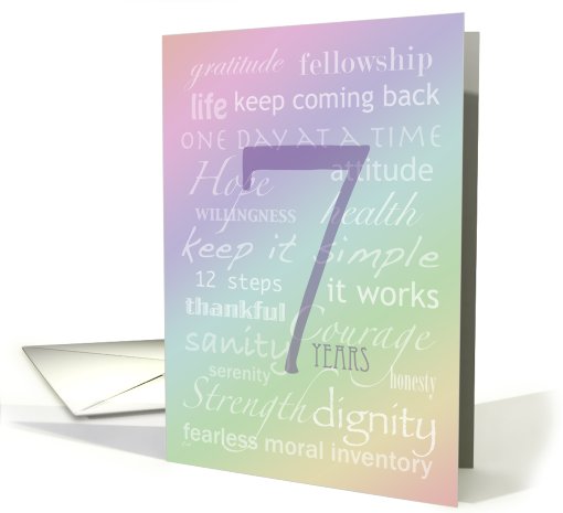 Recovery Rainbow Text 7 Years card (340818)