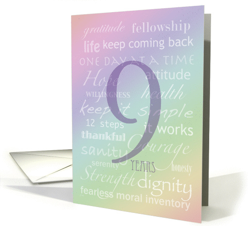 Recovery Rainbow Text 9 Years card (340828)