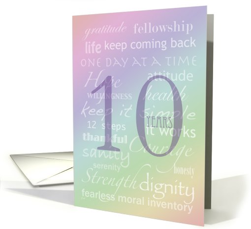 Recovery Rainbow Text 10 Years card (340834)