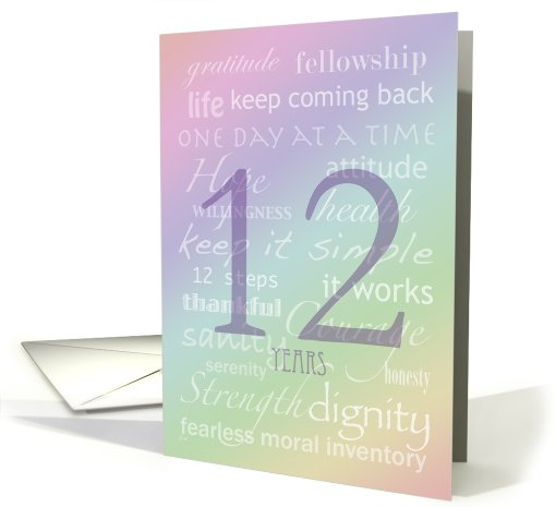 12 Step Recovery 12 Years card (341221)