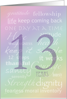 12 Step Recovery 13 Years card