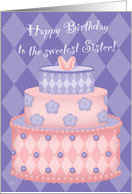 Funky Birthday Cake for Sister card