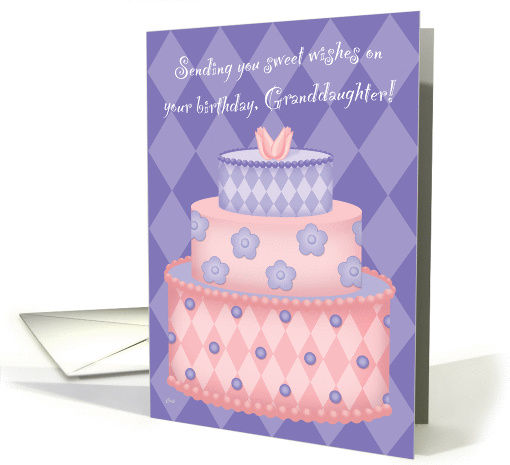 Funky Birthday Cake for Granddaughter card (342057)