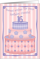 Sweet 16 Pink Cake for Cousin card