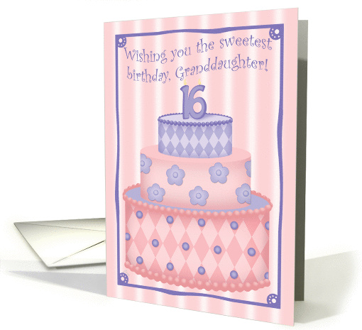 Sweet 16 Pink Cake for Granddaugher card (343328)