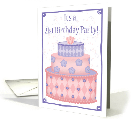 Whimsical Cake 21st Birthday Invitation card (344824)