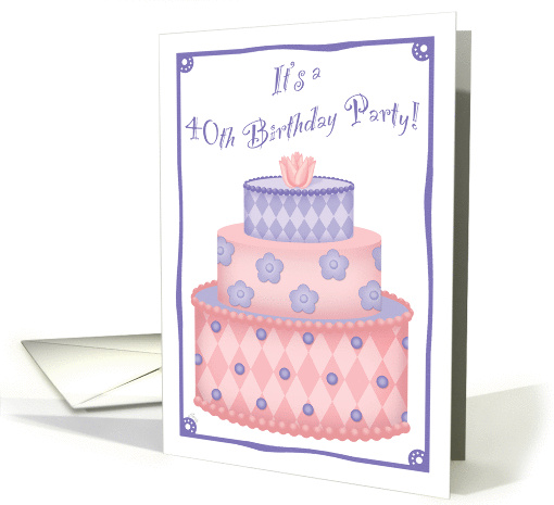 Whimsical Cake 40th Birthday Invitation card (344840)