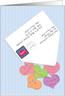 Postal Worker Valentine Envelope & Hearts card